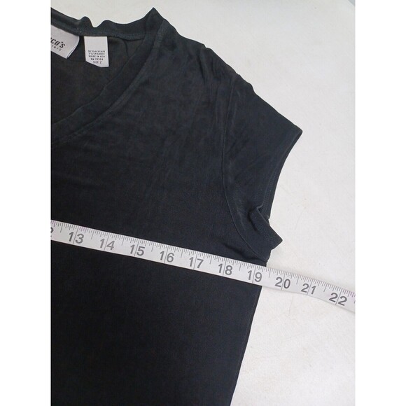 CHICO'S Travelers Black V Neck Short Sleeve Pullover Top 2 / L - Picture 6 of 9